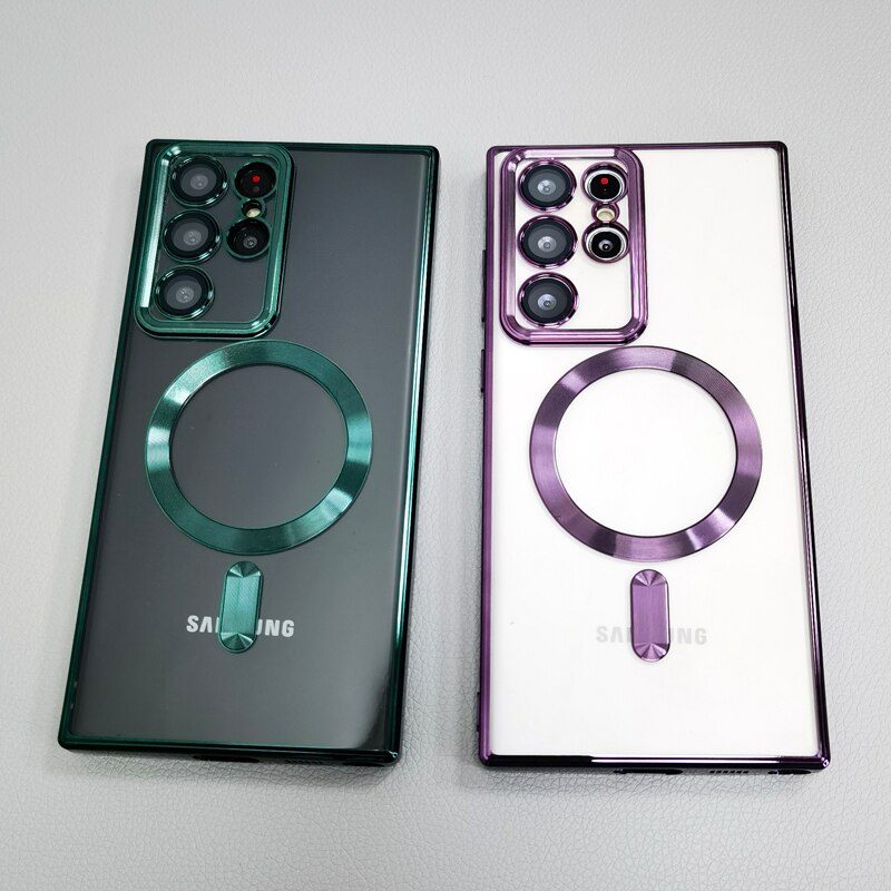 Transparent For Magsafe Case For Samsung Galaxy S23 S22 S21 Ultra Plus S 22 5G Clear Silicone Camera Lens Full Protective Covers Transparent For Magsafe Case For Samsung Galaxy S23 S22 S21 Ultra Plus S 22 5G Clear Silicone Camera Lens Full Protective Covers