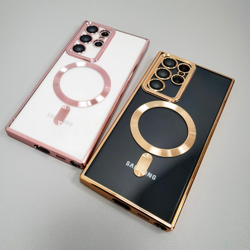 Transparent For Magsafe Case For Samsung Galaxy S23 S22 S21 Ultra Plus S 22 5G Clear Silicone Camera Lens Full Protective Covers Transparent For Magsafe Case For Samsung Galaxy S23 S22 S21 Ultra Plus S 22 5G Clear Silicone Camera Lens Full Protective Covers