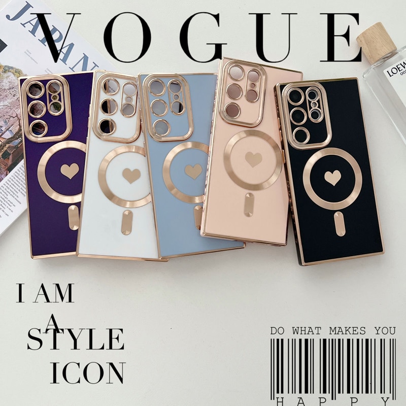 Plating Soft Silicone For Magsafe Wireless Charging Case For Samsung Galaxy S23 S22 S21 Ultra Plus S 23 S23Ultra Magnetic Covers