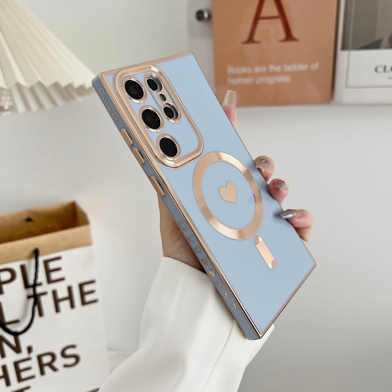 Plating Soft Silicone For Magsafe Wireless Charging Case For Samsung Galaxy S23 S22 S21 Ultra Plus S 23 S23Ultra Magnetic Covers