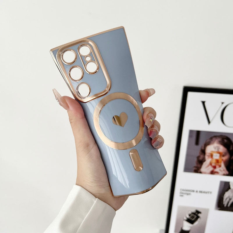 Plating Soft Silicone For Magsafe Wireless Charging Case For Samsung Galaxy S23 S22 S21 Ultra Plus S 23 S23Ultra Magnetic Covers