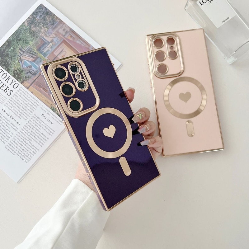 Plating Soft Silicone For Magsafe Wireless Charging Case For Samsung Galaxy S23 S22 S21 Ultra Plus S 23 S23Ultra Magnetic Covers