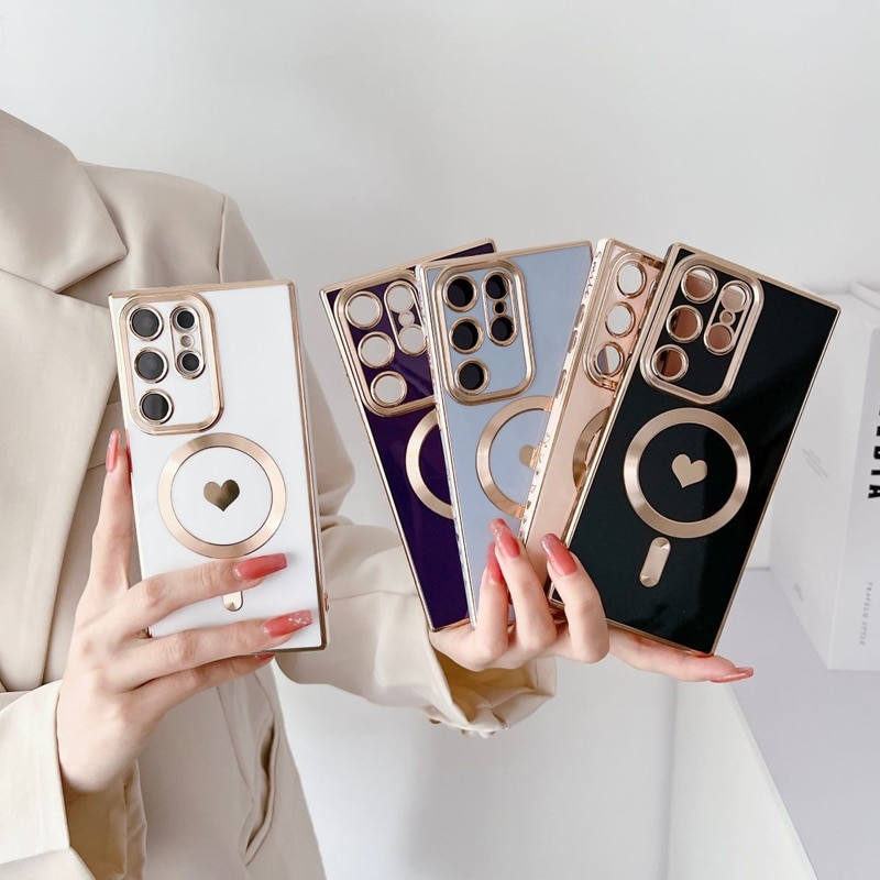 Plating Soft Silicone For Magsafe Wireless Charging Case For Samsung Galaxy S23 S22 S21 Ultra Plus S 23 S23Ultra Magnetic Covers