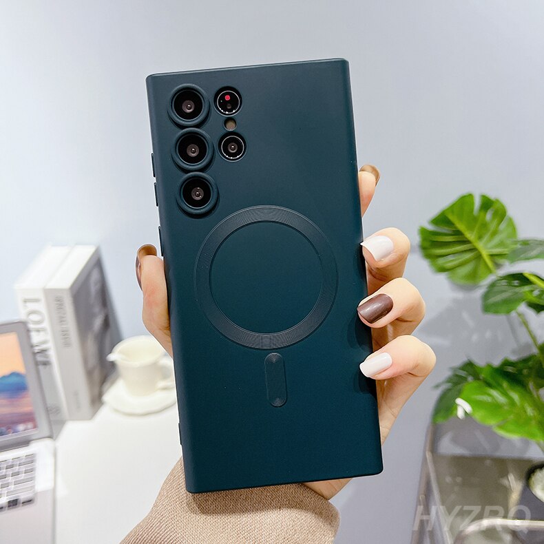 Luxury Wireless Charging Soft Silicone For Magsafe Case For Samsung Galaxy S22 S21 S23 Ultra Plus Matte Shockproof Cover Cases Luxury Wireless Charging Soft Silicone For Magsafe Case For Samsung Galaxy S22 S21 S23 Ultra Plus Matte Shockproof Cover Cases