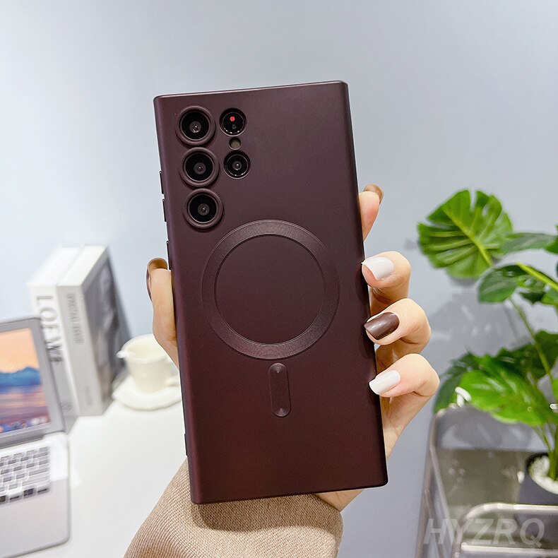 Luxury Wireless Charging Soft Silicone For Magsafe Case For Samsung Galaxy S22 S21 S23 Ultra Plus Matte Shockproof Cover Cases Luxury Wireless Charging Soft Silicone For Magsafe Case For Samsung Galaxy S22 S21 S23 Ultra Plus Matte Shockproof Cover Cases