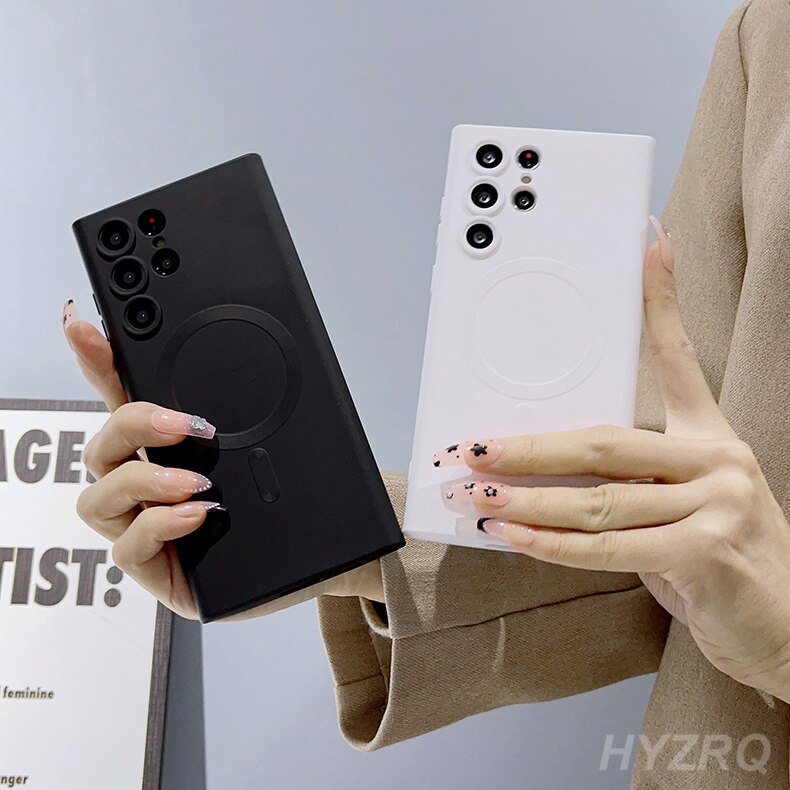 Luxury Wireless Charging Soft Silicone For Magsafe Case For Samsung Galaxy S22 S21 S23 Ultra Plus Matte Shockproof Cover Cases Luxury Wireless Charging Soft Silicone For Magsafe Case For Samsung Galaxy S22 S21 S23 Ultra Plus Matte Shockproof Cover Cases