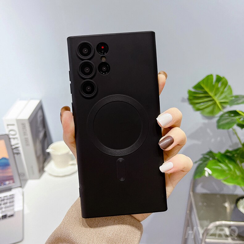 Luxury Wireless Charging Soft Silicone For Magsafe Case For Samsung Galaxy S22 S21 S23 Ultra Plus Matte Shockproof Cover Cases Luxury Wireless Charging Soft Silicone For Magsafe Case For Samsung Galaxy S22 S21 S23 Ultra Plus Matte Shockproof Cover Cases