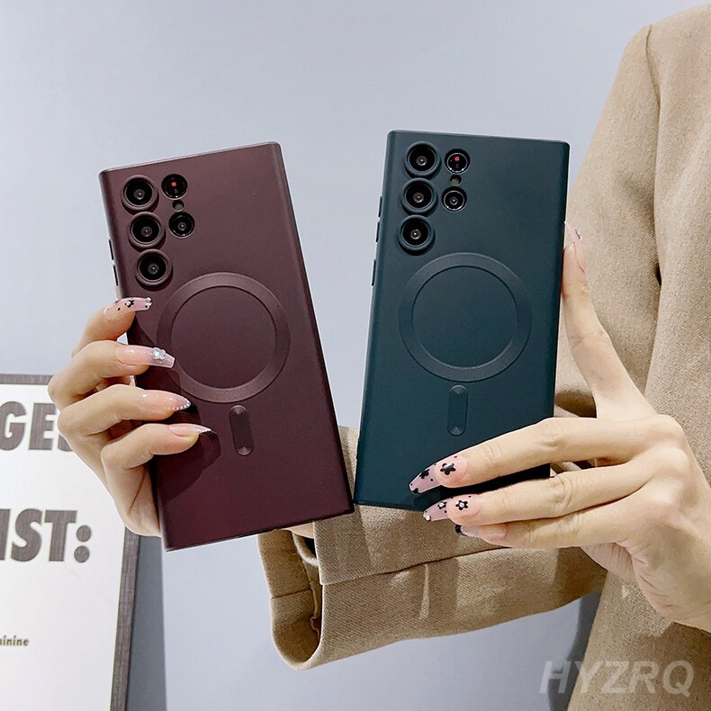 Luxury Wireless Charging Soft Silicone For Magsafe Case For Samsung Galaxy S22 S21 S23 Ultra Plus Matte Shockproof Cover Cases Luxury Wireless Charging Soft Silicone For Magsafe Case For Samsung Galaxy S22 S21 S23 Ultra Plus Matte Shockproof Cover Cases