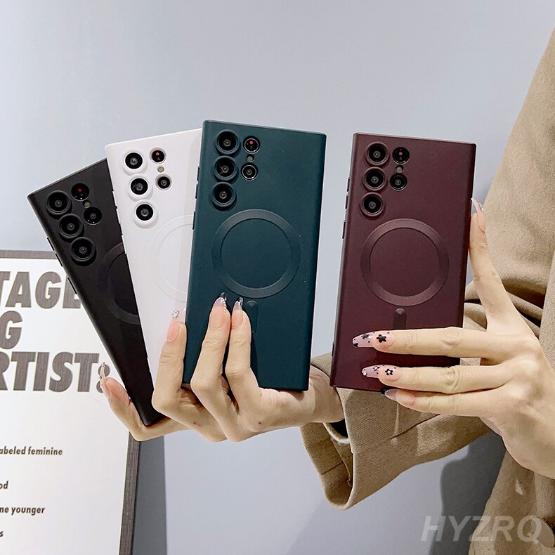 Luxury Wireless Charging Soft Silicone For Magsafe Case For Samsung Galaxy S22 S21 S23 Ultra Plus Matte Shockproof Cover Cases Luxury Wireless Charging Soft Silicone For Magsafe Case For Samsung Galaxy S22 S21 S23 Ultra Plus Matte Shockproof Cover Cases