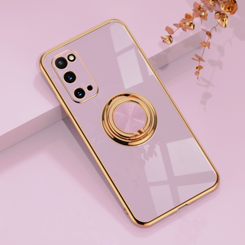 Plating Silicone Case For Samsung Galaxy S22 S23 Ultra S20 FE S21 Plus Note 20 10 A52 S10 A53 A52S A72 5G Cover With Ring Holder