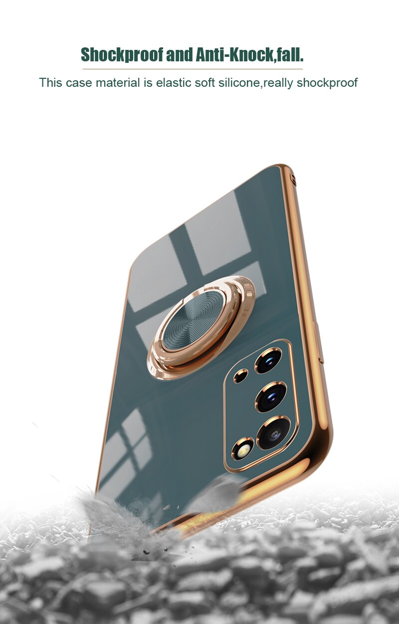 Plating Silicone Case For Samsung Galaxy S22 S23 Ultra S20 FE S21 Plus Note 20 10 A52 S10 A53 A52S A72 5G Cover With Ring Holder