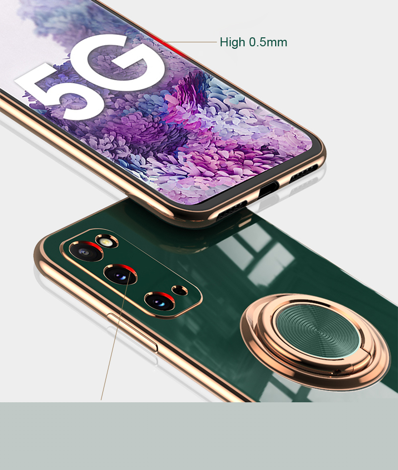 Plating Silicone Case For Samsung Galaxy S22 S23 Ultra S20 FE S21 Plus Note 20 10 A52 S10 A53 A52S A72 5G Cover With Ring Holder