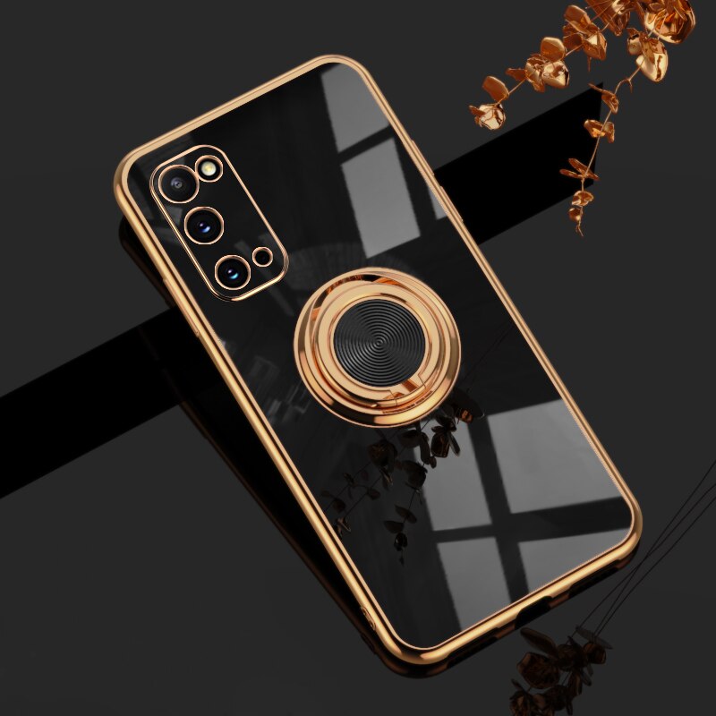 Plating Silicone Case For Samsung Galaxy S22 S23 Ultra S20 FE S21 Plus Note 20 10 A52 S10 A53 A52S A72 5G Cover With Ring Holder