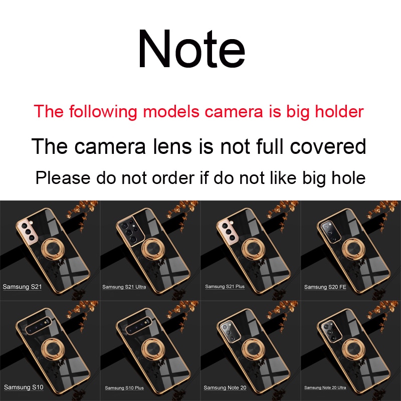 Plating Silicone Case For Samsung Galaxy S22 S23 Ultra S20 FE S21 Plus Note 20 10 A52 S10 A53 A52S A72 5G Cover With Ring Holder