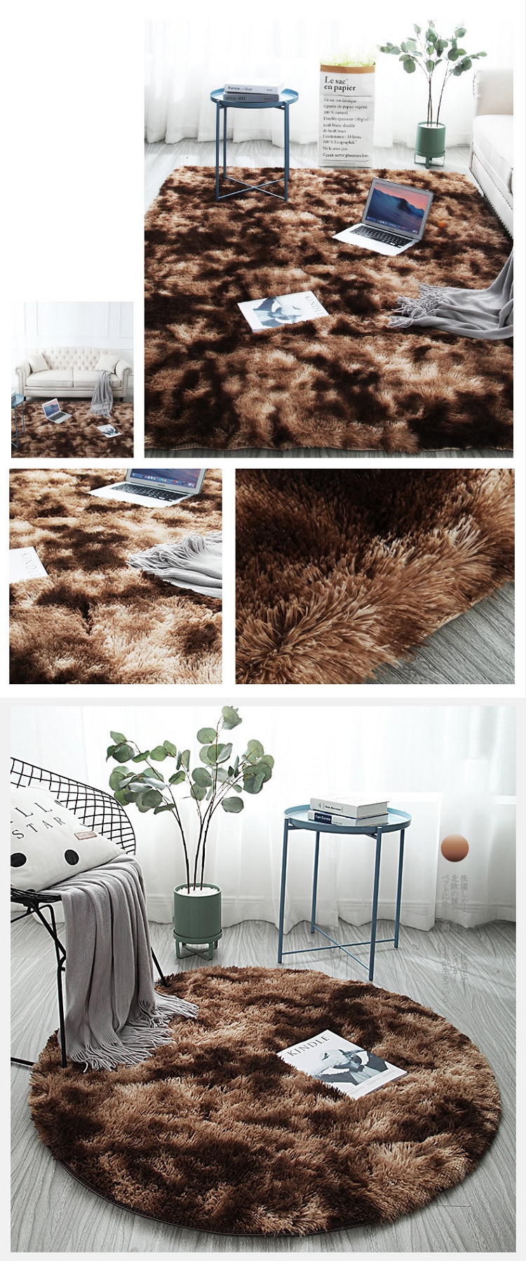 Miracle Sweet Round Area Rug Carpets for Living Room Soft Home Decor Bedroom Kid Room Plush Decoration Salon Thicker Pile Rug