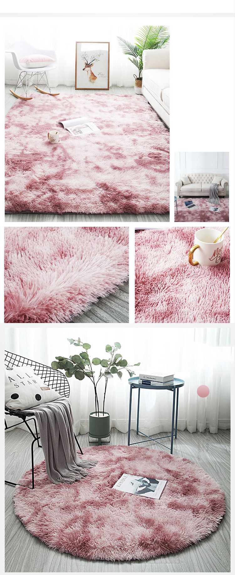 Miracle Sweet Round Area Rug Carpets for Living Room Soft Home Decor Bedroom Kid Room Plush Decoration Salon Thicker Pile Rug