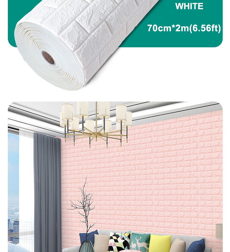 70cm*2m Long 3D Brick Wall Stickers DIY Decor Self-Adhesive Waterproof Wallpaper for Kids Room Bedroom Kitchen Home Wall Decor 70cm*2m Long 3D Brick Wall Stickers DIY Decor Self-Adhesive Waterproof Wallpaper for Kids Room Bedroom Kitchen Home Wall Decor