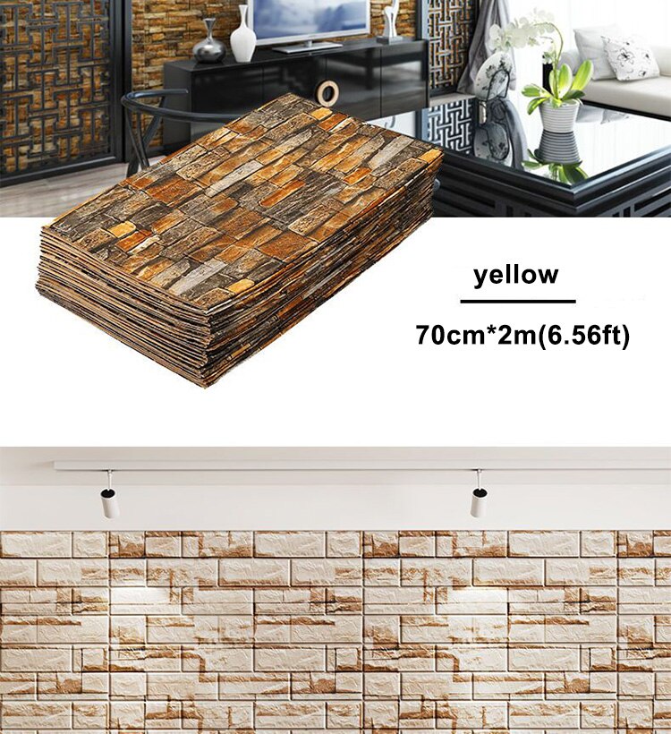70cm*2m Long 3D Brick Wall Stickers DIY Decor Self-Adhesive Waterproof Wallpaper for Kids Room Bedroom Kitchen Home Wall Decor 70cm*2m Long 3D Brick Wall Stickers DIY Decor Self-Adhesive Waterproof Wallpaper for Kids Room Bedroom Kitchen Home Wall Decor