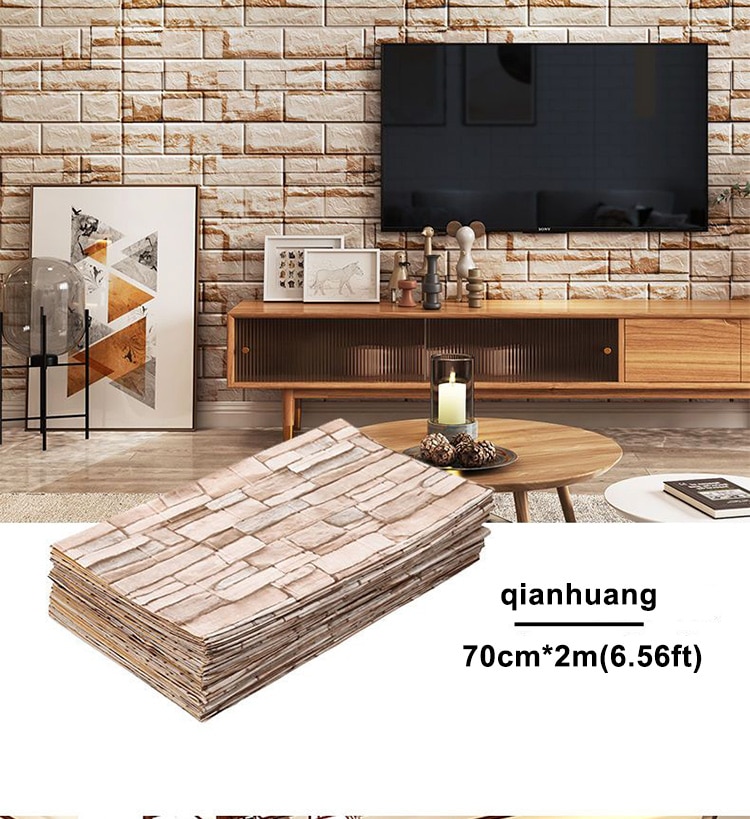 70cm*2m Long 3D Brick Wall Stickers DIY Decor Self-Adhesive Waterproof Wallpaper for Kids Room Bedroom Kitchen Home Wall Decor 70cm*2m Long 3D Brick Wall Stickers DIY Decor Self-Adhesive Waterproof Wallpaper for Kids Room Bedroom Kitchen Home Wall Decor