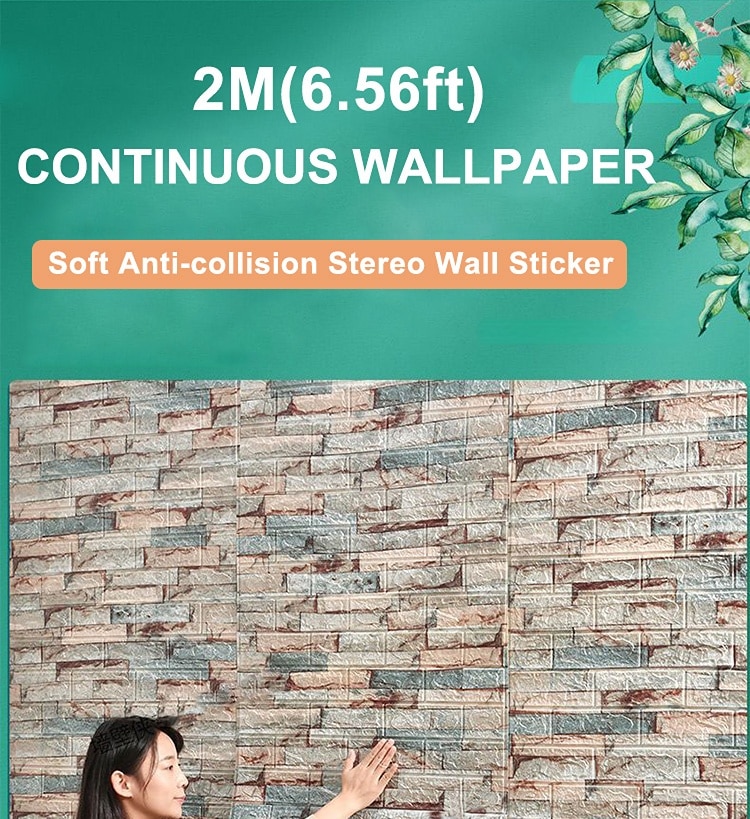70cm*2m Long 3D Brick Wall Stickers DIY Decor Self-Adhesive Waterproof Wallpaper for Kids Room Bedroom Kitchen Home Wall Decor 70cm*2m Long 3D Brick Wall Stickers DIY Decor Self-Adhesive Waterproof Wallpaper for Kids Room Bedroom Kitchen Home Wall Decor