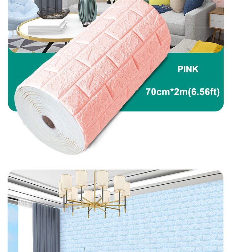 70cm*2m Long 3D Brick Wall Stickers DIY Decor Self-Adhesive Waterproof Wallpaper for Kids Room Bedroom Kitchen Home Wall Decor 70cm*2m Long 3D Brick Wall Stickers DIY Decor Self-Adhesive Waterproof Wallpaper for Kids Room Bedroom Kitchen Home Wall Decor