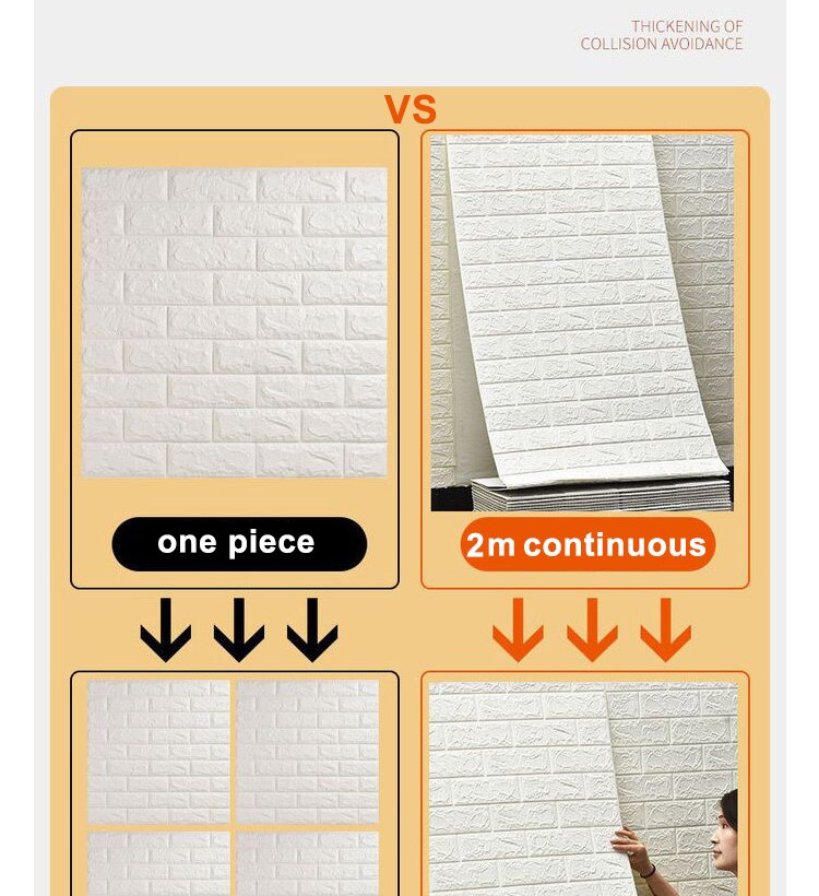 70cm*2m Long 3D Brick Wall Stickers DIY Decor Self-Adhesive Waterproof Wallpaper for Kids Room Bedroom Kitchen Home Wall Decor 70cm*2m Long 3D Brick Wall Stickers DIY Decor Self-Adhesive Waterproof Wallpaper for Kids Room Bedroom Kitchen Home Wall Decor