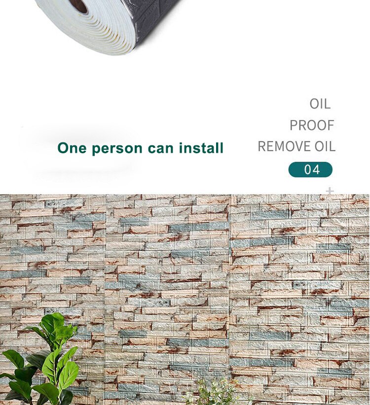 70cm*2m Long 3D Brick Wall Stickers DIY Decor Self-Adhesive Waterproof Wallpaper for Kids Room Bedroom Kitchen Home Wall Decor 70cm*2m Long 3D Brick Wall Stickers DIY Decor Self-Adhesive Waterproof Wallpaper for Kids Room Bedroom Kitchen Home Wall Decor