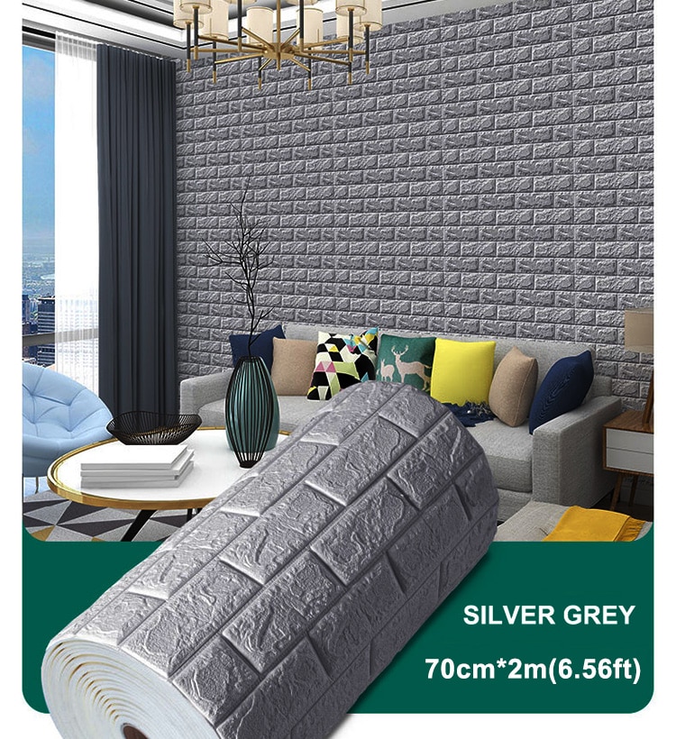 70cm*2m Long 3D Brick Wall Stickers DIY Decor Self-Adhesive Waterproof Wallpaper for Kids Room Bedroom Kitchen Home Wall Decor 70cm*2m Long 3D Brick Wall Stickers DIY Decor Self-Adhesive Waterproof Wallpaper for Kids Room Bedroom Kitchen Home Wall Decor
