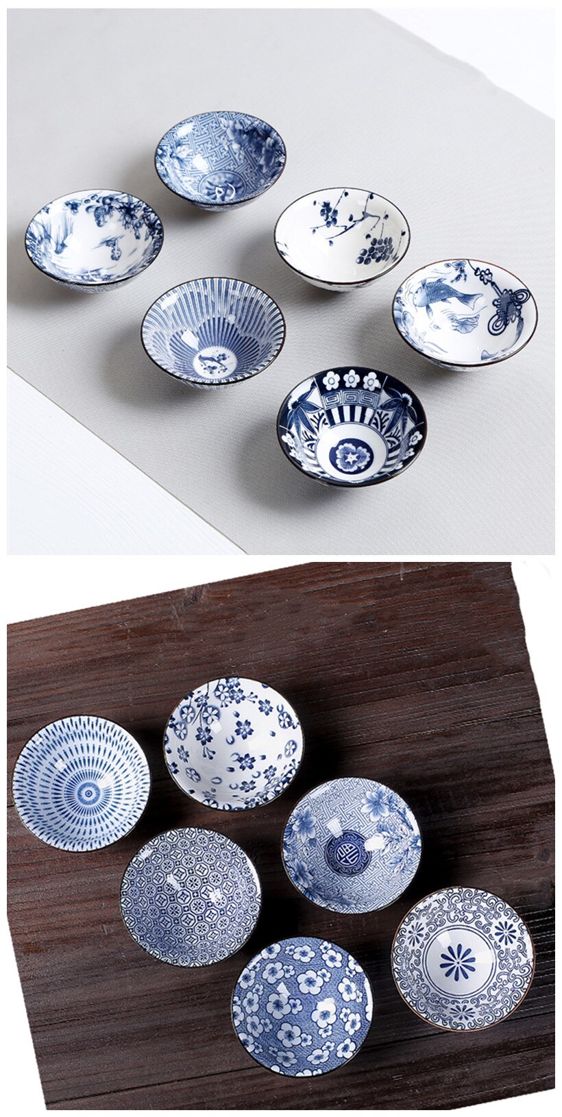 1 PCS Retro Blue and White Porcelain Cone Teacup Anti Scaling Hand-Painted Ceramic Tea Bowl Travel Meditation Cups Tea set