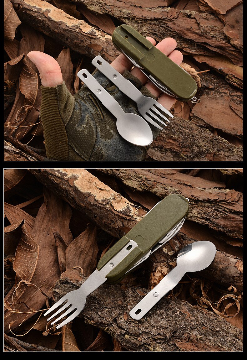 7 In 1 Multifunctional Outdoor Tableware Stainless Steel Foldable Fork Spoon Knife Picnic Camping Hiking Travelling Dinnerware 7 In 1 Multifunctional Outdoor Tableware Stainless Steel Foldable Fork Spoon Knife Picnic Camping Hiking Travelling Dinnerware