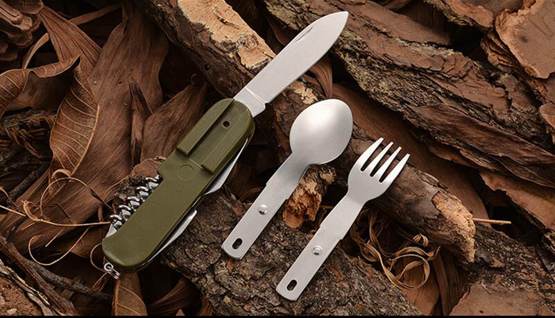 7 In 1 Multifunctional Outdoor Tableware Stainless Steel Foldable Fork Spoon Knife Picnic Camping Hiking Travelling Dinnerware 7 In 1 Multifunctional Outdoor Tableware Stainless Steel Foldable Fork Spoon Knife Picnic Camping Hiking Travelling Dinnerware