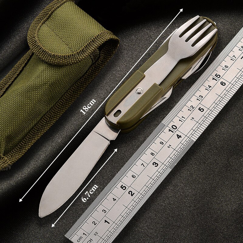 7 In 1 Multifunctional Outdoor Tableware Stainless Steel Foldable Fork Spoon Knife Picnic Camping Hiking Travelling Dinnerware 7 In 1 Multifunctional Outdoor Tableware Stainless Steel Foldable Fork Spoon Knife Picnic Camping Hiking Travelling Dinnerware