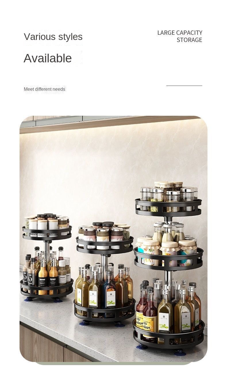 360°Rotation Spice Rack Organizer Non-Skid Carbon Steel Storage Tray For Seasonings And Spices Jar Cans For Kitchen Accessories 360°Rotation Spice Rack Organizer Non-Skid Carbon Steel Storage Tray For Seasonings And Spices Jar Cans For Kitchen Accessories