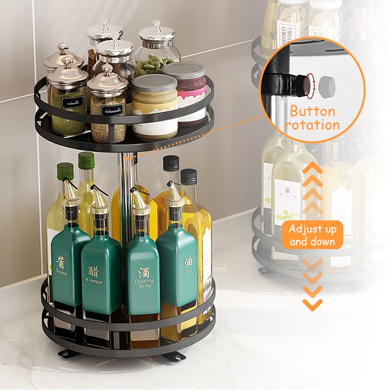360°Rotation Spice Rack Organizer Non-Skid Carbon Steel Storage Tray For Seasonings And Spices Jar Cans For Kitchen Accessories 360°Rotation Spice Rack Organizer Non-Skid Carbon Steel Storage Tray For Seasonings And Spices Jar Cans For Kitchen Accessories