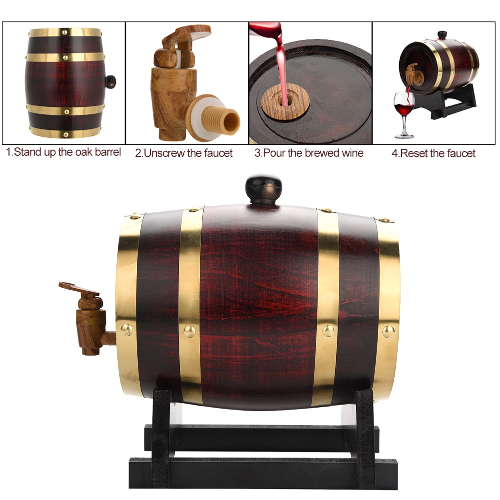1.5L Homebrew Wooden Wine Barrel Oak Beer Brewing Equipment Vintage Wood Oak Timber Wine Barrel For Beer Whiskey Rum водка пиво 1.5L Homebrew Wooden Wine Barrel Oak Beer Brewing Equipment Vintage Wood Oak Timber Wine Barrel For Beer Whiskey Rum водка пиво