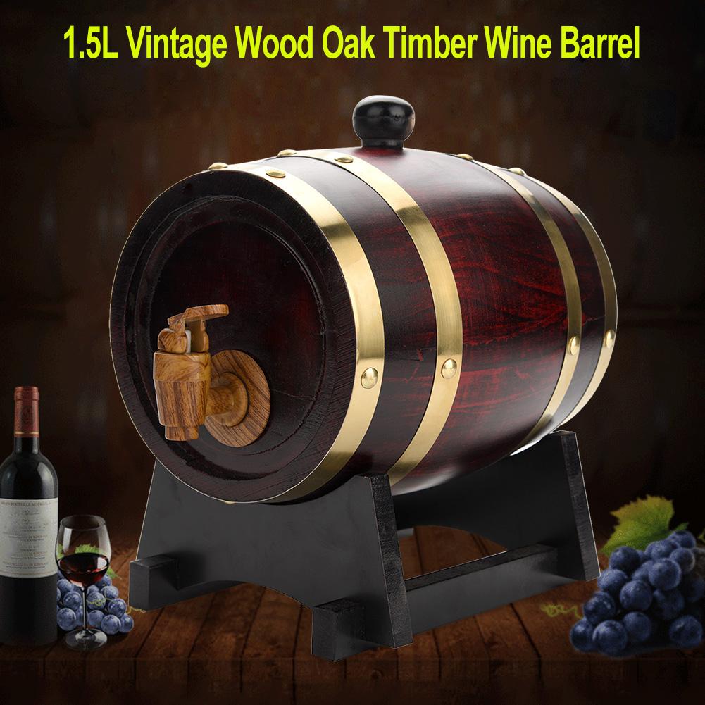 1.5L Homebrew Wooden Wine Barrel Oak Beer Brewing Equipment Vintage Wood Oak Timber Wine Barrel For Beer Whiskey Rum водка пиво 1.5L Homebrew Wooden Wine Barrel Oak Beer Brewing Equipment Vintage Wood Oak Timber Wine Barrel For Beer Whiskey Rum водка пиво