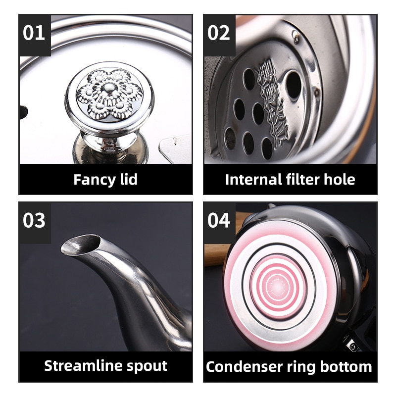 Kettle Tea Water Stove 1.2L/1.5L/2L Stainless Steel Stove Teapot Pot For Hotboiling Pots Gas Coffee Induction Home Camping Kettle Tea Water Stove 1.2L/1.5L/2L Stainless Steel Stove Teapot Pot For Hotboiling Pots Gas Coffee Induction Home Camping