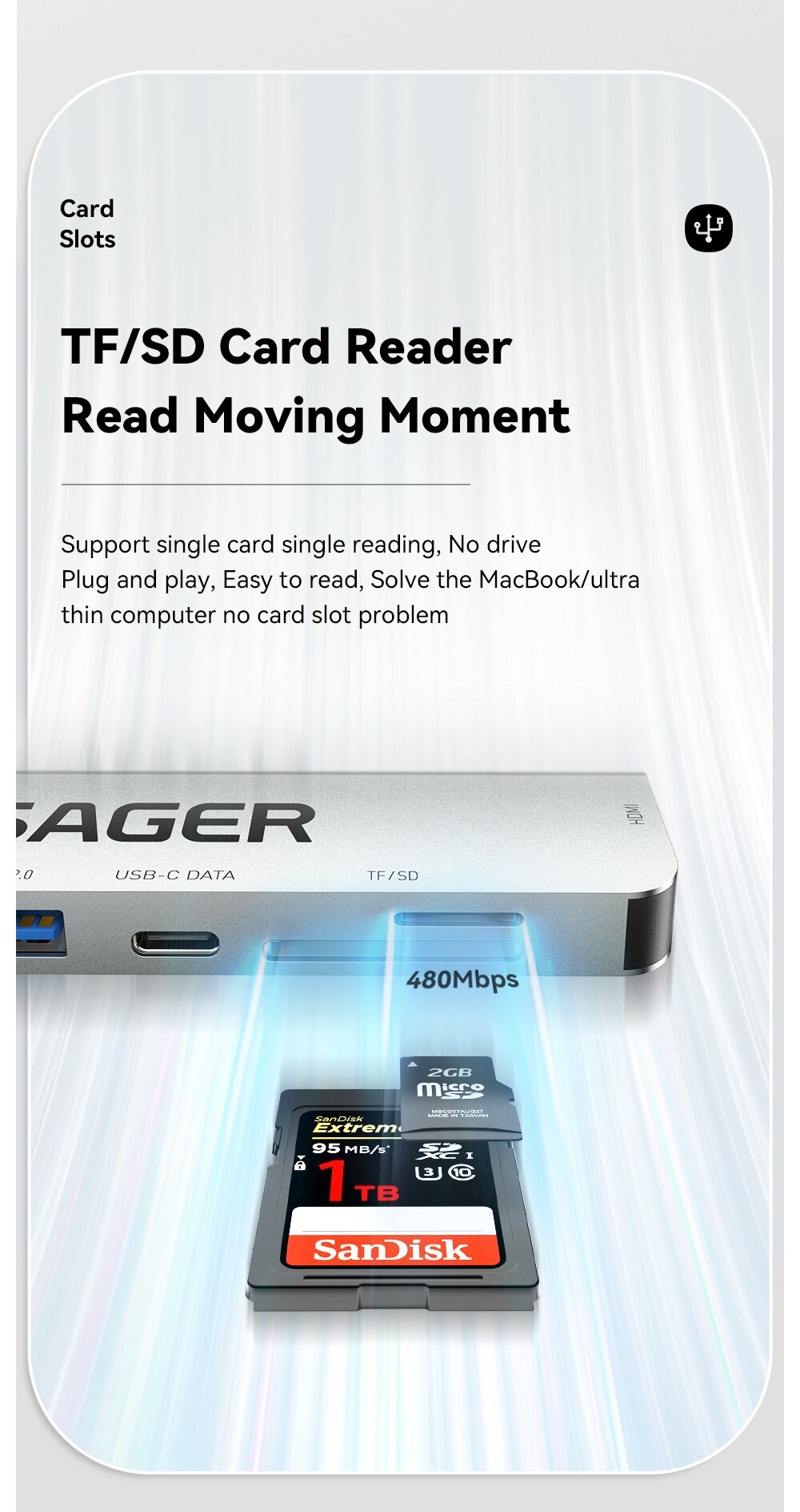 Essager USB C Hub 7 In 1 Type C 3.1 To 4K HDMI Adapter with RJ45 SD/TF Card Reader PD Fast Charge for MacBook Laptop Computer