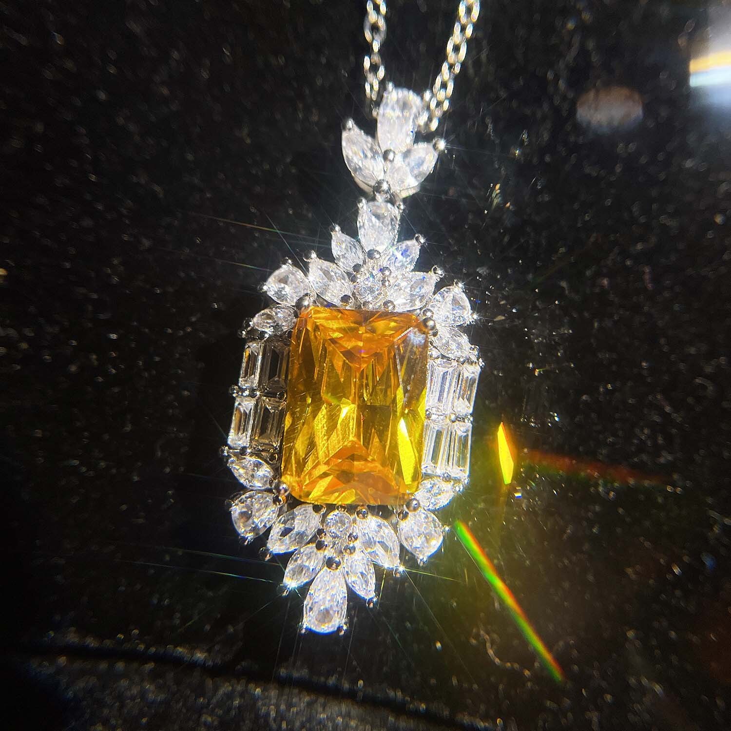 2023 New Luxury Yellow Color Rectangle Jewelry Sets for Women Anniversary Gift Jewelry Wholesale J6596