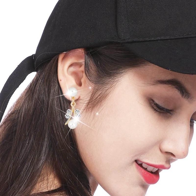 Fashion Imitation Pearl Wedding Necklace Earring Bridal For Women Elegant Rhinestone Jewelry Sets Party Gift