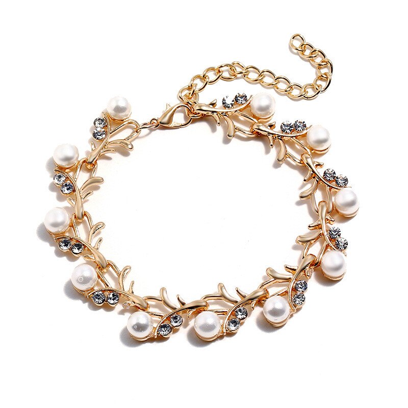 Fashion Imitation Pearl Wedding Necklace Earring Bridal For Women Elegant Rhinestone Jewelry Sets Party Gift