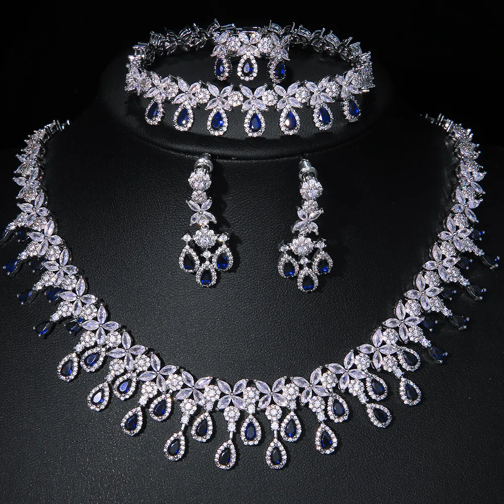 JMK Luxury 4pcs Bridal Wedding Jewelry Sets Green Stone Crystal AAA Cubic Zirconia Party Dress Fine Jewellery Set for Women JMK Luxury 4pcs Bridal Wedding Jewelry Sets Green Stone Crystal AAA Cubic Zirconia Party Dress Fine Jewellery Set for Women