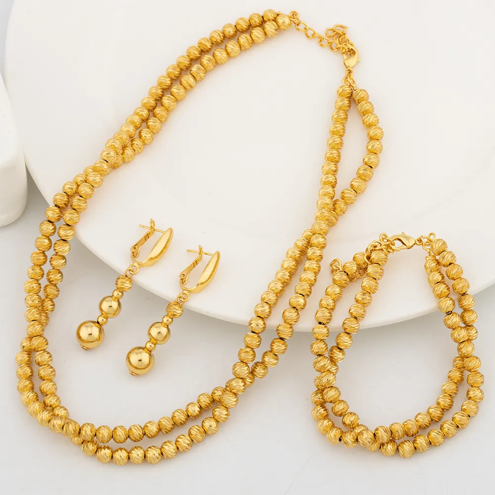 18k Gold Plated Jewelry Set for Women Luxury Wedding Italian Jewellery Bride Necklace Earring Bracelet African Jewelry Accessory