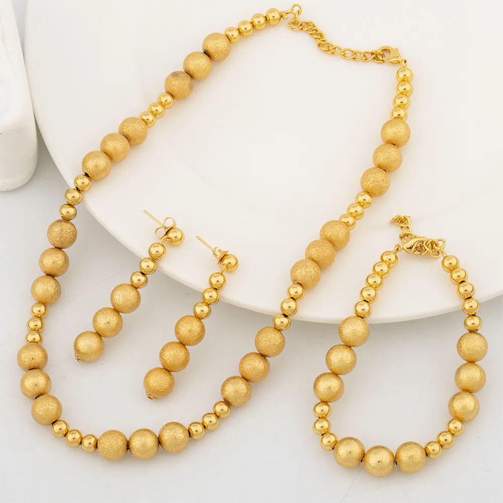 18k Gold Plated Jewelry Set for Women Luxury Wedding Italian Jewellery Bride Necklace Earring Bracelet African Jewelry Accessory