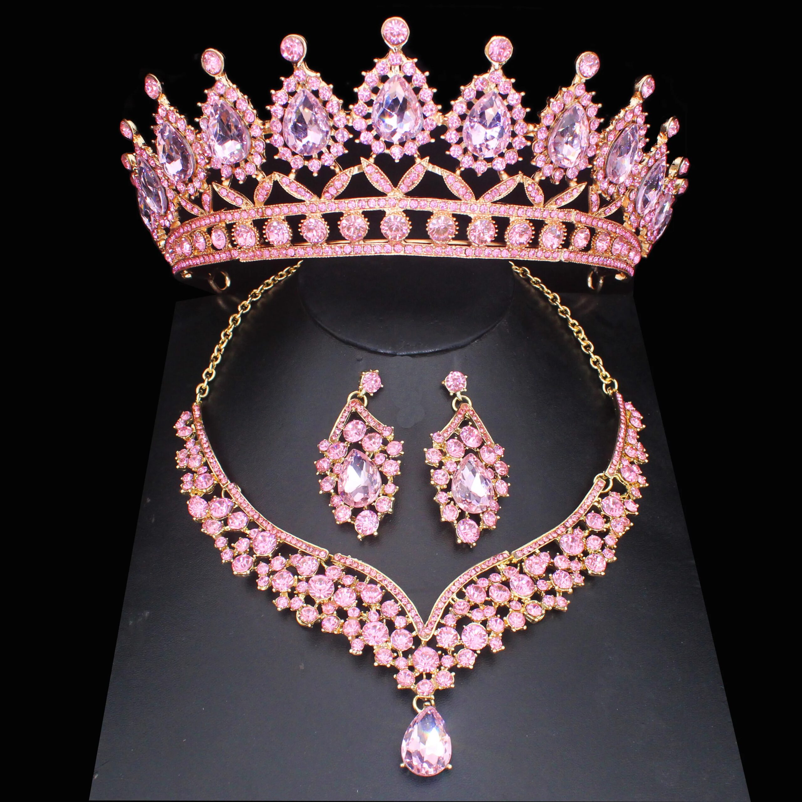 Luxury Crystal Wedding Bridal Jewelry Sets For Women Girl Tiara/Crown Earrings Necklace Pageant Prom Jewelry Accessories