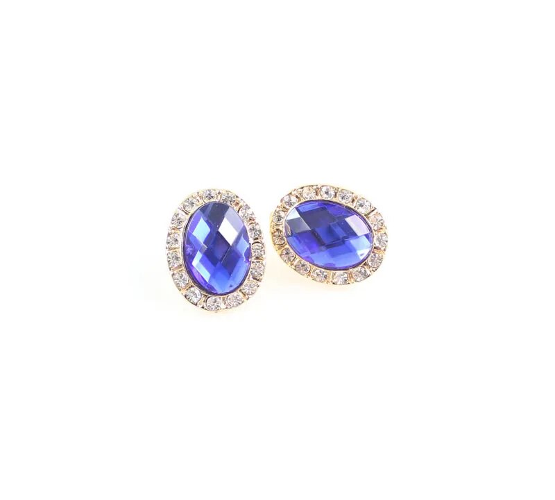 Fashionable Jewelry Sets For Women Blue Oval Pendant Crystal Necklace Earrings Bracelet Ring Silver Plated Wedding Jewelry Sets