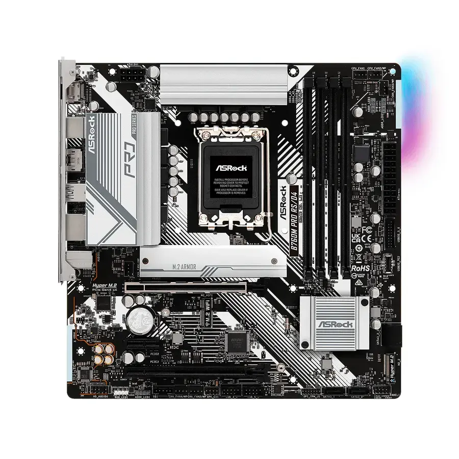 MBO ASRock B760M Pro RSD4 WIFI 12-13Gen LGA1700 HDMI-DP 4xDDR4 13U 4SATA3 PCIe2x16-1x1 M.2 MicroATX