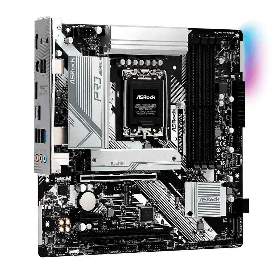 MBO ASRock B760M Pro RSD4 WIFI 12-13Gen LGA1700 HDMI-DP 4xDDR4 13U 4SATA3 PCIe2x16-1x1 M.2 MicroATX, imagen 2