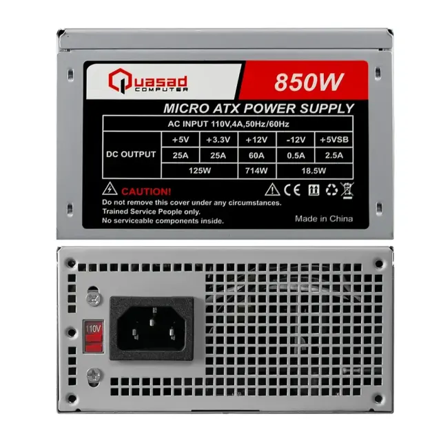 Fuente de Poder Micro Quasad ATX-850W 110V 50Hz-60Hz