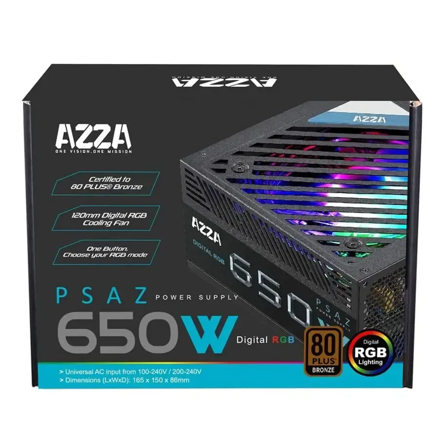 FUENTE DE PODER AZZA PSAZ-650WARGB 650W 80 Plus Bronze RGFB Negro, imagen 2